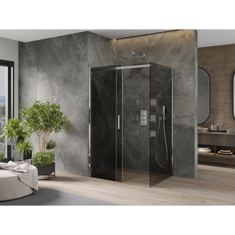 Mexen Omega stumetro plotis, 100 x 80 cm dušo kabina, grafito spalvos, chromuota - 825-100-080-01-40