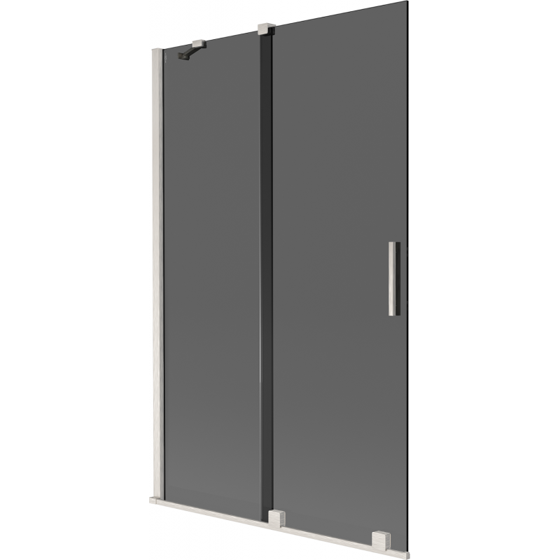 Mexen Velar dviejų dalių stumdomos vonios pertvaros, 110 x 150 cm, grafitas, šlifuotas nikelis - 896-110-000-41-97