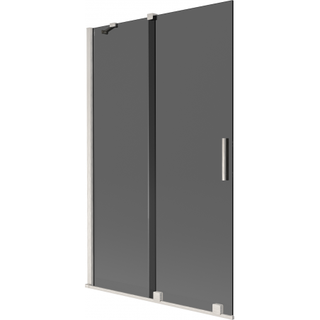 Mexen Velar dviejų dalių stumdomos vonios pertvaros, 110 x 150 cm, grafitas, šlifuotas nikelis - 896-110-000-41-97