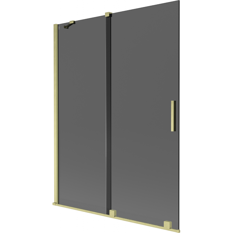 Mexen Velar dviejų dalių stumdomosios vonios užuolaidos 130 x 150 cm, grafitas, auksinė šukuota - 896-130-000-41-55