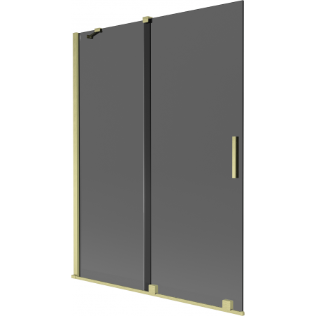 Mexen Velar dviejų dalių stumdomosios vonios užuolaidos 130 x 150 cm, grafitas, auksinė šukuota - 896-130-000-41-55