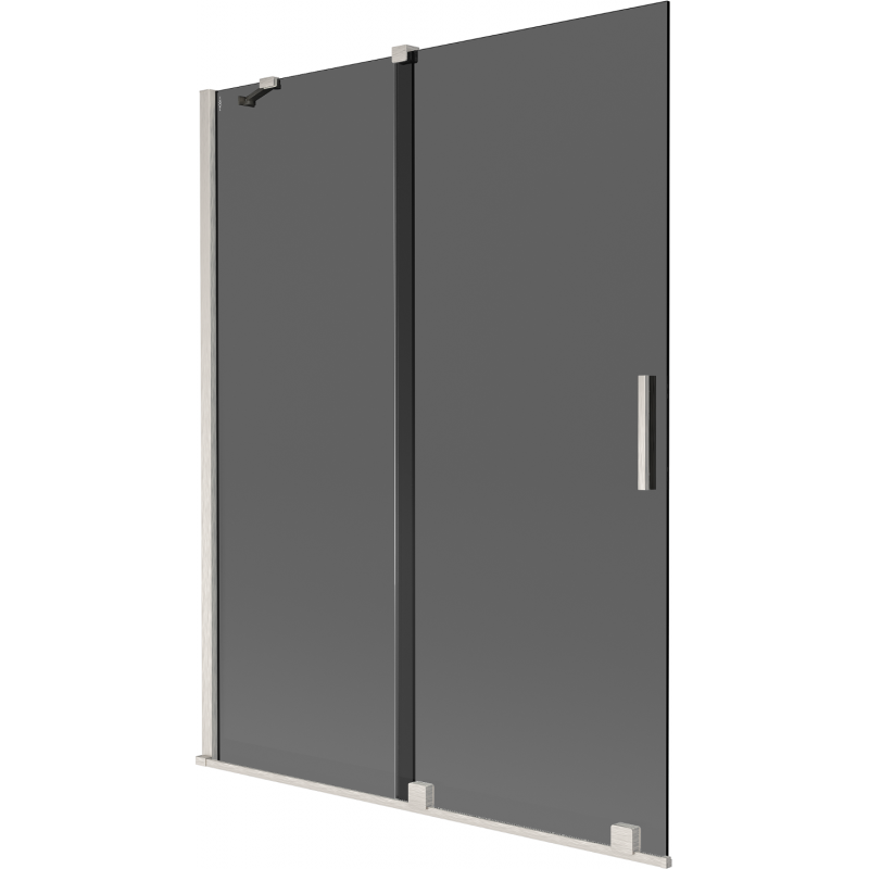 Mexen Velar vonios pertvara, dviejų dalių, stumdomas, 130 x 150 cm, grafitas, šlifuotas nikelis - 896-130-000-41-97
