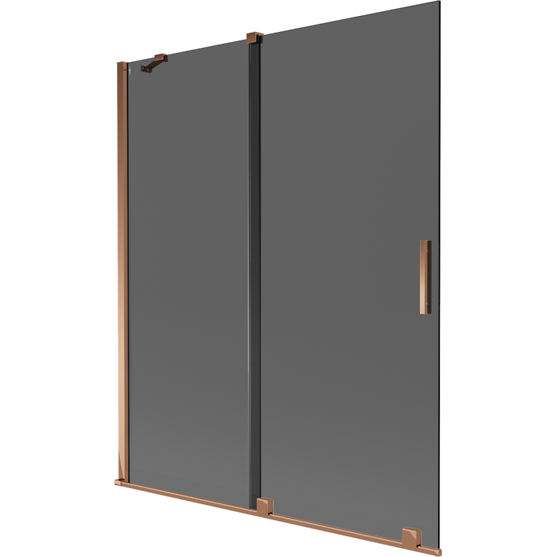 Mexen Velar vonios ekranas, dvigubas stumdomas, 140 x 150 cm, grafitas, rožinis auksas - 896-140-000-41-60