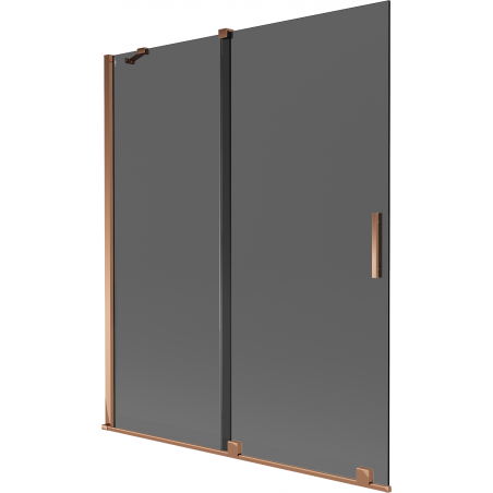 Mexen Velar vonios ekranas, dvigubas stumdomas, 140 x 150 cm, grafitas, rožinis auksas - 896-140-000-41-60