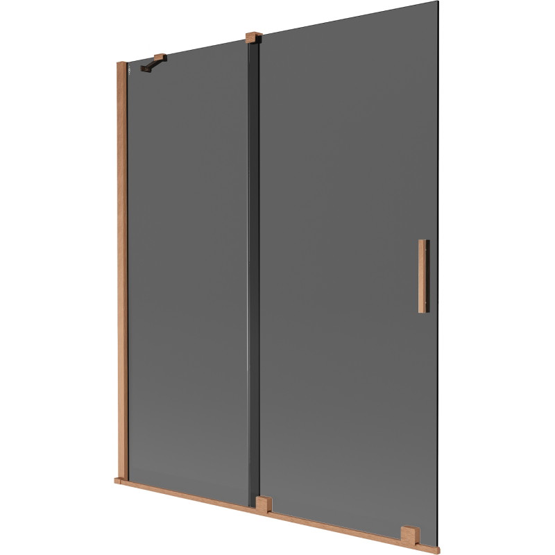 Mexen Velar dviejų dalių stumdomas vonios ekranas 140 x 150 cm, grafitas, šlifuota varis - 896-140-000-41-65