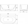 Mexen Sella laisvai pastatoma prie sienos banguota vonia 150 x 75 cm, balta blizgi, baltas perpylimas - 52711507500-20