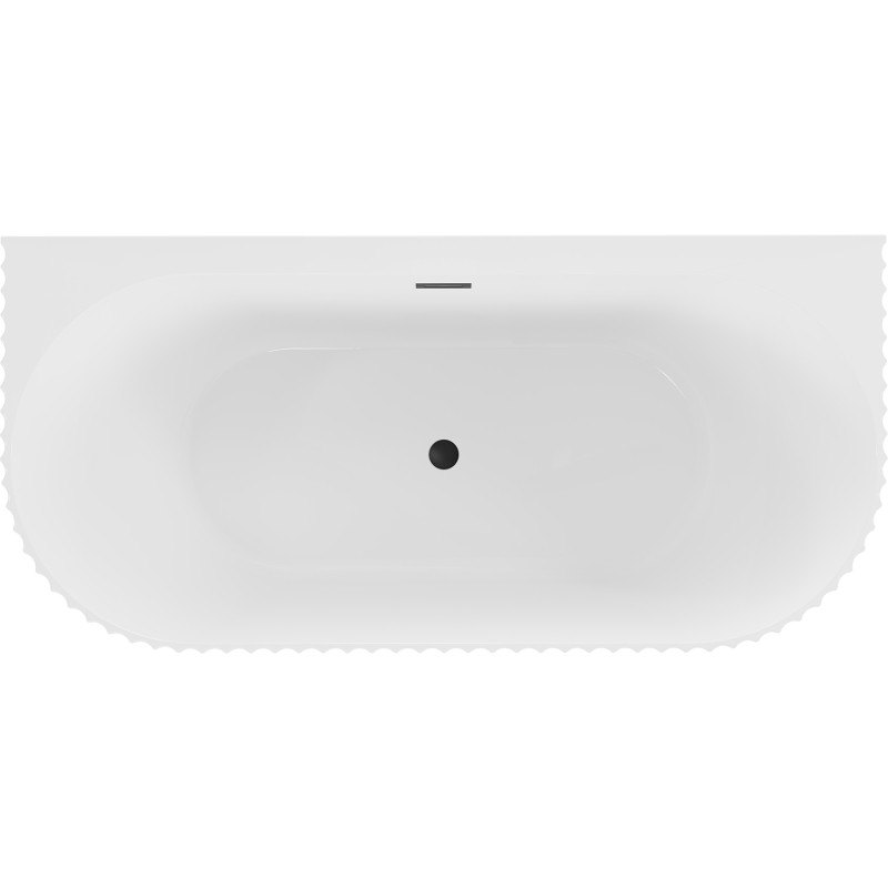 Mexen Sella laisvai pastatoma vonia, priglaudžiama, rifliuota 150 x 75 cm, balta blizgi, juodas perpildymas - 52711507500-70