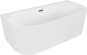 Mexen Sella laisvai stovinti vonia su reljefu, 150 x 75 cm, balta blizgi, persipylimo anga gun metal - 52711507500-95