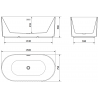 Mexen Paola laisvai pastatoma rifliuota vonia 150 x 75 cm, blizgi balta, matinis nikeliuotas perpylimas - 52721507500-97