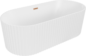 Mexen Paola laisvai stovinti, rifliuota vonia 150 x 75 cm, balta matinė, šlifuotas vario perpylimas - 52721507501-65