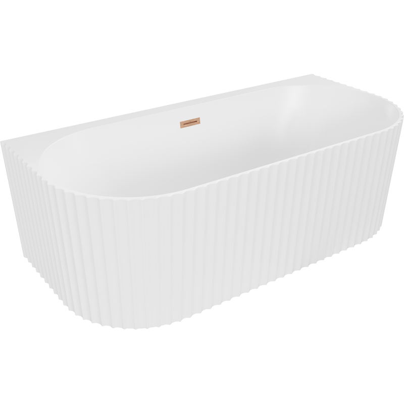 Mexen Sella laisvai stovinti pakabinama rifliuota vonia 150 x 75 cm, matinė balta, varinės apdailos - 52711507501-65