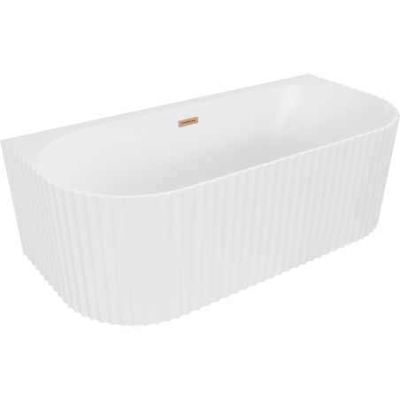 Mexen Sella laisvai stovinti pakabinama rifliuota vonia 150 x 75 cm, matinė balta, varinės apdailos - 52711507501-65