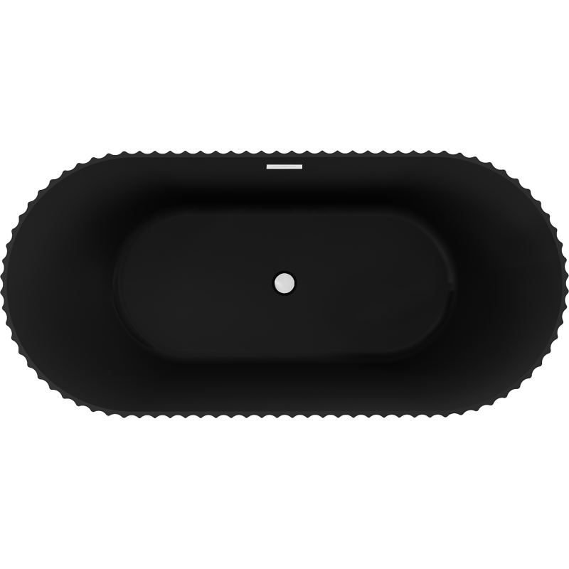 Mexen Paola laisvai stovinti vonia, rifliuota 150 x 75 cm, juoda matinė, balta perpylimo anga - 52721507571-20
