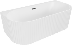 Mexen Sella laisvai stovinti prie sienos rifliuota vonia 150 x 75 cm, balta matinė, perpylimai gun metal - 52711507501-95