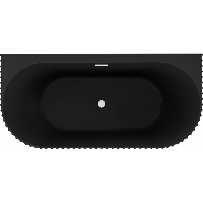 Mexen Sella laisvai stovinti sieninė banguota vonia 150 x 75 cm, juoda matinė, baltas persipylimas - 52711507571-20
