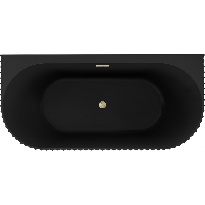 Mexen Sella laisvai stovinti prie sienos rifliuota vonia, 150 x 75 cm, juoda matinė, nuotėkis auksinis šlifuotas