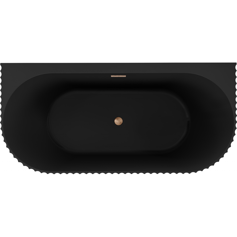 Mexen Sella laisvai pastatoma prie sienos gofruota vonia 150 x 75 cm, juoda matinė, perpildymas iš šepečio vario
