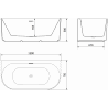 Mexen Sella laisvai stovinti prie sienos briaunuota vonia 150 x 75 cm, juoda matinė, gun gray šlifuotas - 52711507571-66