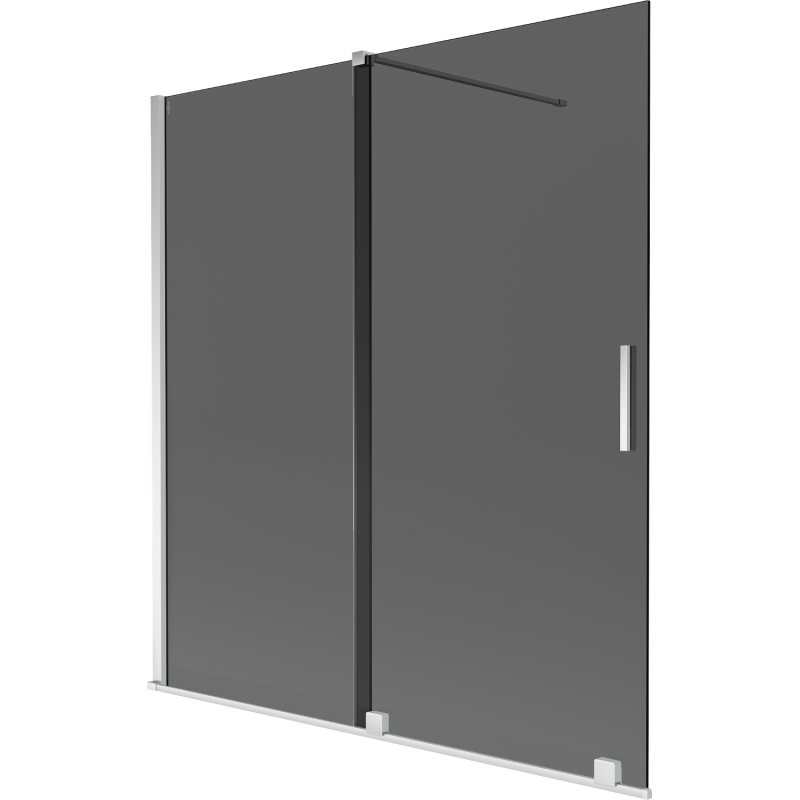 Mexen Velar vonios širma su 2 slankiojančiais durelėmis 150 x 150 cm, grafitas, chromas - 896-150-000-41-01