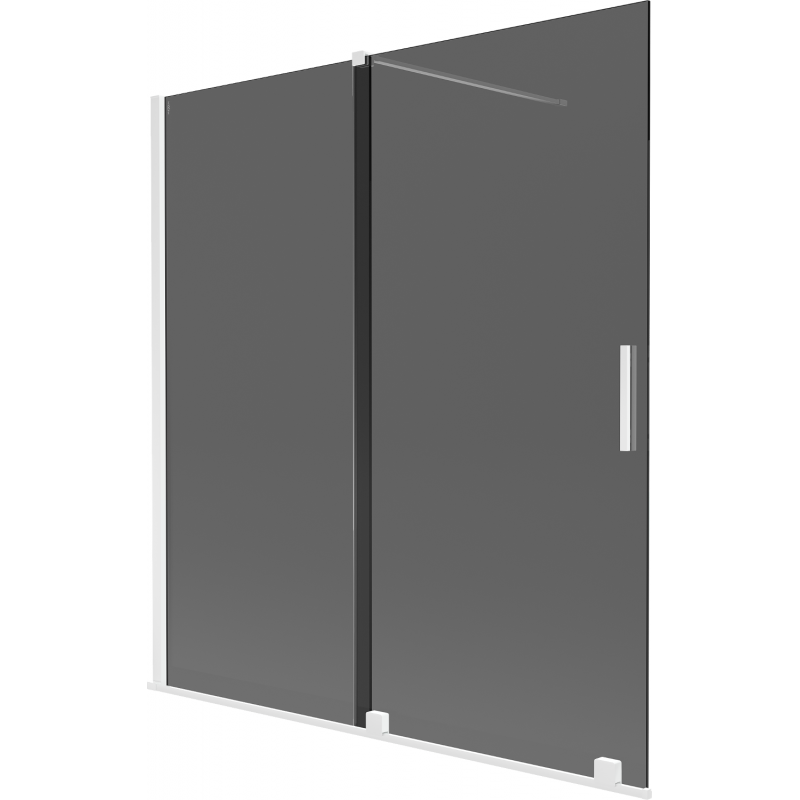Mexen Velar vonios sienelė, dvejų dalių stumdomas 150 x 150 cm, grafitas, baltas - 896-150-000-41-20