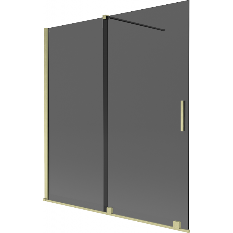 Mexen Velar dvigubas vonios ekrano skydas, 150 x 150 cm, grafitas, šlifuotas auksas - 896-150-000-41-55