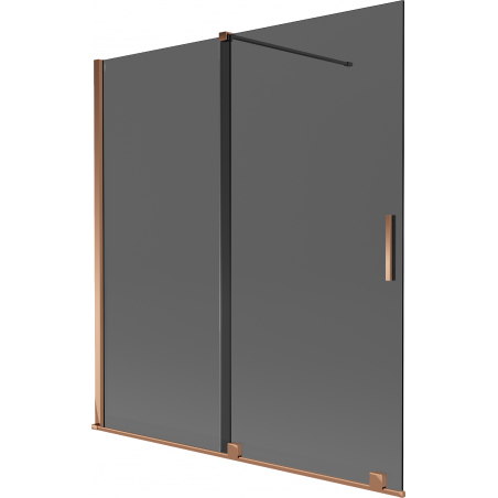 Mexen Velar dviejų dalių stumdomas vonios ekranas 150 x 150 cm, grafitas, rožinis auksas - 896-150-000-41-60