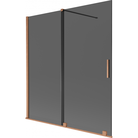 Mexen Velar dviejų dalių stumdomas dušo ekranas 150 x 150 cm, grafitas, šlifuota varis - 896-150-000-41-65