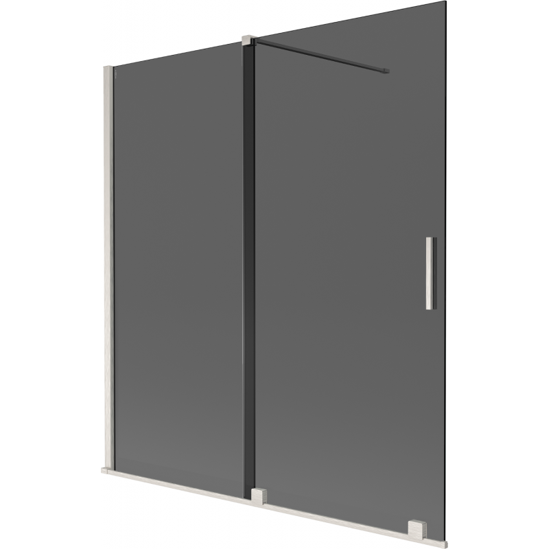 Mexen Velar 2-dalių stumdomas vonios pertvaras 150 x 150 cm, grafitas, šlifuotas nikelis - 896-150-000-41-97