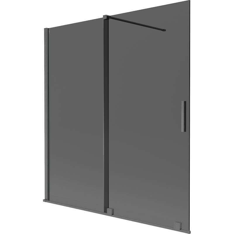 Mexen Velar dviejų dalių stumdomas vonios pertvaros 150 x 150 cm, grafitas, šlifuotas ginklo pilkumas - 896-150-000-41-66