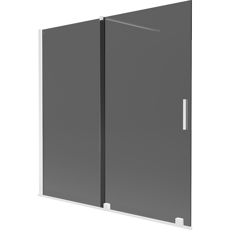 Mexen Velar dviejų dalių stumdomas vonios uždangalas 160 x 150 cm, grafitas, baltas - 896-160-000-41-20