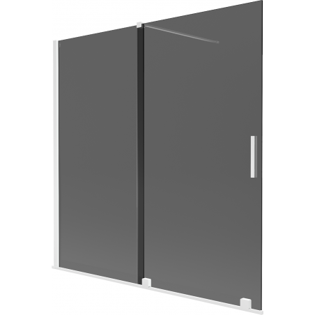 Mexen Velar dviejų dalių stumdomas vonios uždangalas 160 x 150 cm, grafitas, baltas - 896-160-000-41-20