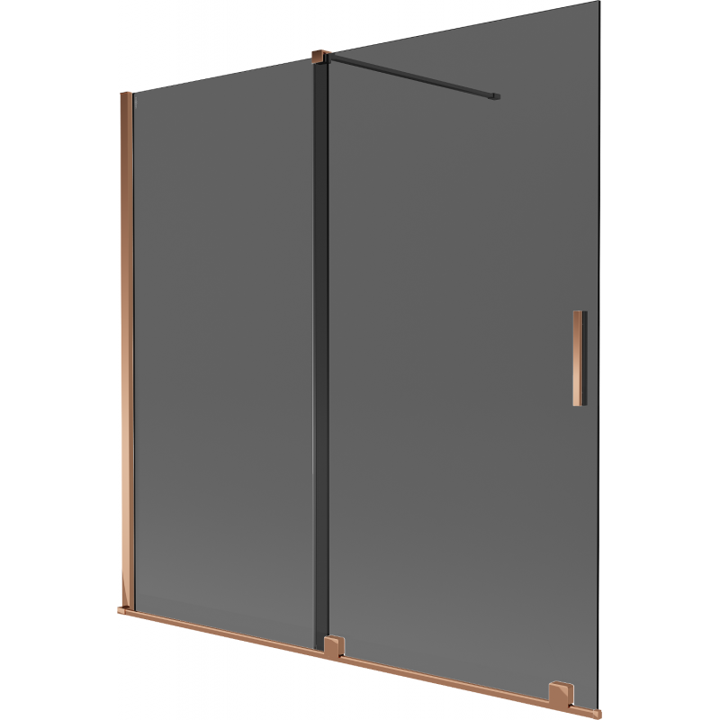 Mexen Velar dušo vonių ekranas, dviejų dalių stumdomas 160 x 150 cm, grafitas, rožinis auksas - 896-160-000-41-60