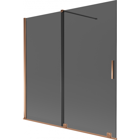 Mexen Velar dušo vonių ekranas, dviejų dalių stumdomas 160 x 150 cm, grafitas, rožinis auksas - 896-160-000-41-60