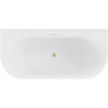 Mexen Sella laisvai pastatoma sieninė rifliuota vonia 170 x 80 cm, balta matinė, auksinis šlifuotas perpylimas - 52711708001-55