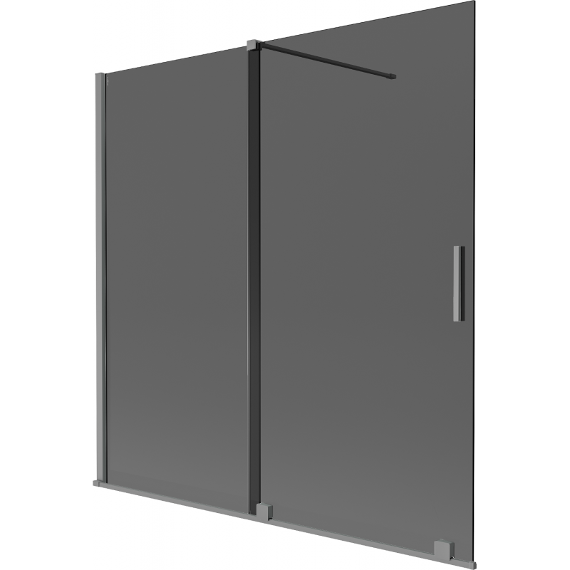 Mexen Velar dviejų dalių stumdomas vonios ekranas 160 x 150 cm, grafitas, ginklo metalas - 896-160-000-41-95