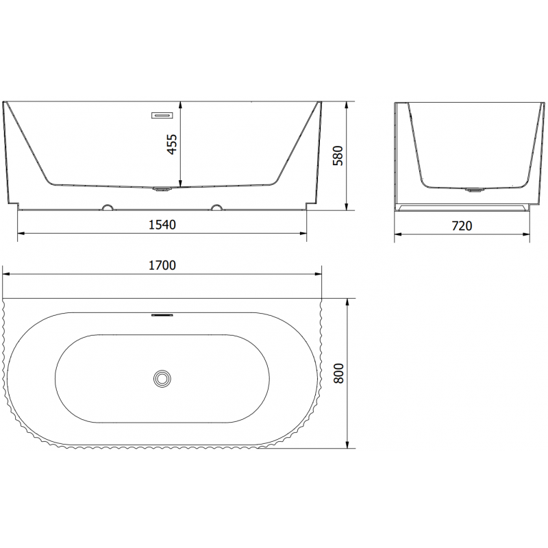 Mexen Sella prie sienos statoma rifliuota vonia 170 x 80 cm, balta matinė, vario perpylimas šlifuotas - 52711708001-65