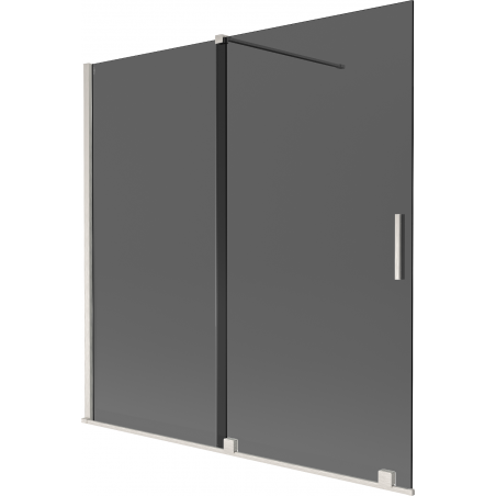 Mexen Velar vonios ekranas su dviem stumdomomis durimis 160 x 150 cm, grafitas, šlifuotas nikelis - 896-160-000-41-97