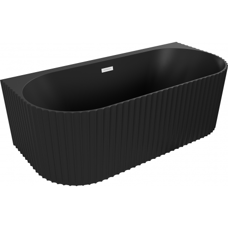 Mexen Sella laisvai pastatoma priglaudžiama rifliuota vonia 170 x 80 cm, juoda matinė, baltas perpildymas - 52711708071-20