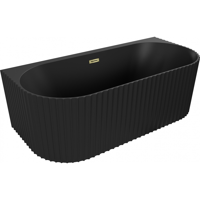Mexen Sella laisvai pastatoma prie sienos rifliuota vonia 170 x 80 cm, juoda matinė, aukso perpylimas - 52711708071-50