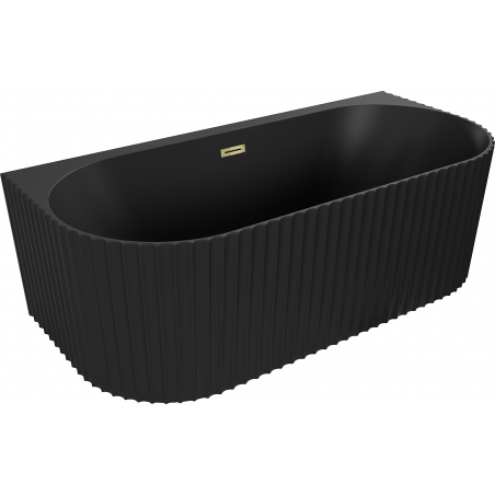 Mexen Sella laisvai pastatoma prie sienos rifliuota vonia 170 x 80 cm, juoda matinė, aukso perpylimas - 52711708071-50
