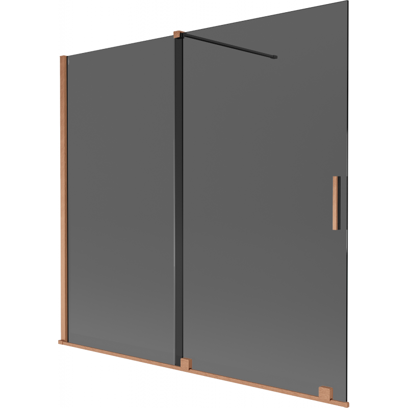 Mexen Velar dviejų dalių stumdomas vonios ekranas, 170 x 150 cm, grafitas, šlifuotas varis - 896-170-000-41-65