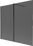 Mexen Velar dviejų dalių stumdomas dušo ekranas, 170 x 150 cm, grafitas, tamsiai pilkas šepetėliuotas - 896-170-000-41-66