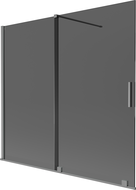 Mexen Velar dvisluoksnė vonios sienelė, stumdoma, 170 x 150 cm, grafitas, ginklo metalas - 896-170-000-41-95