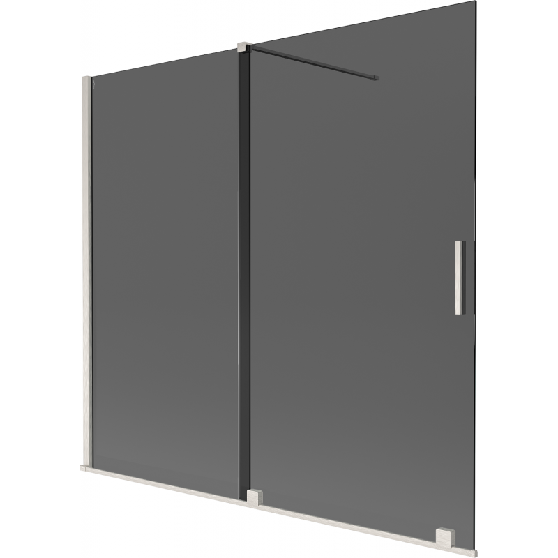 Mexen Velar dviejų dalių stumdomas vonios ekranas, 170 x 150 cm, grafitas, šlifuotas nikelis - 896-170-000-41-97