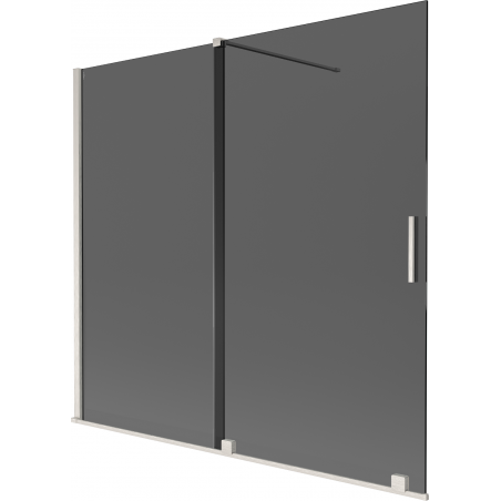 Mexen Velar dviejų dalių stumdomas vonios ekranas, 170 x 150 cm, grafitas, šlifuotas nikelis - 896-170-000-41-97