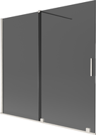 Mexen Velar dviejų dalių stumdomas vonios ekranas, 170 x 150 cm, grafitas, šlifuotas nikelis - 896-170-000-41-97