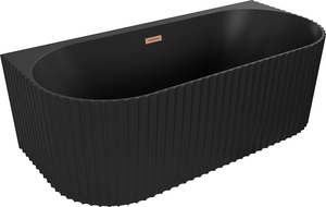Mexen Sella laisvai stovinti vonia prie sienos rifliuota 170 x 80 cm, juoda mat, perleidimas šepečių varis - 52711708071-65