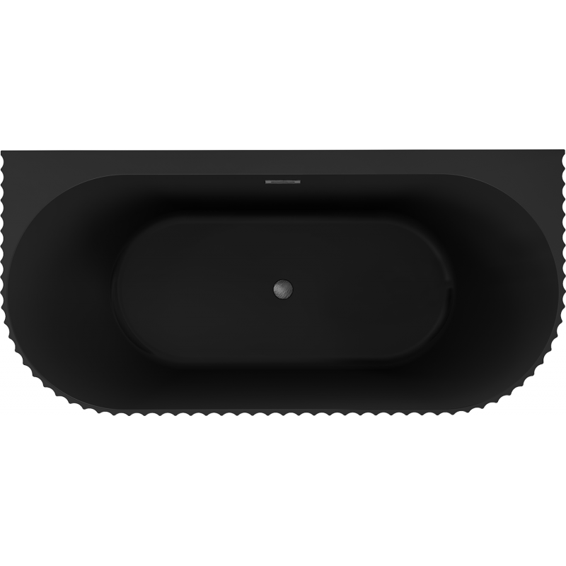 Mexen Sella vonia laisvai stovinti prie sienos su grioveliais 170 x 80 cm, juoda matinė, perpylimas šlifuotas gun grey