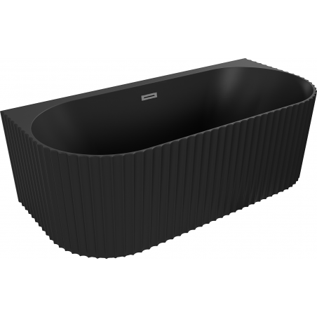 Mexen Sella laisvai stovinti priedėtinė rifliuota vonia 170 x 80 cm, juoda matinė, perpylimas šepečiuota pilka - 52711708071-66