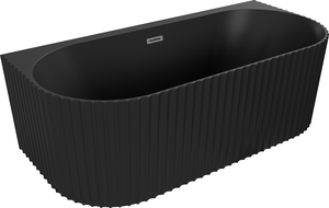 Mexen Sella laisvai stovinti priedėtinė rifliuota vonia 170 x 80 cm, juoda matinė, perpylimas šepečiuota pilka - 52711708071-66